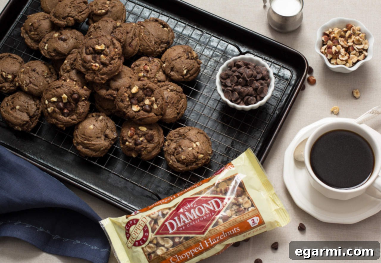 Chocolate Espresso Toasted Hazelnut Cookies