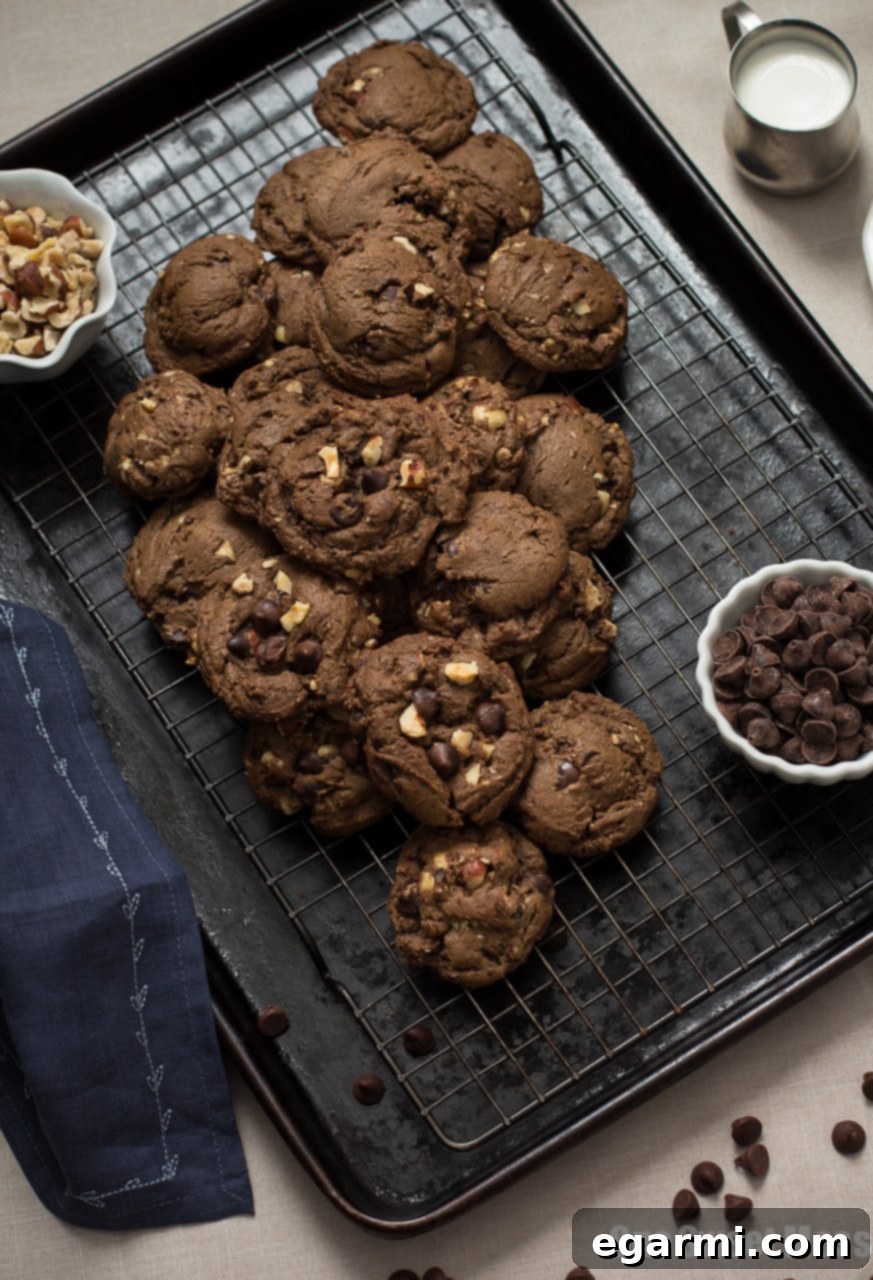 Chocolate Espresso Toasted Hazelnut Cookies