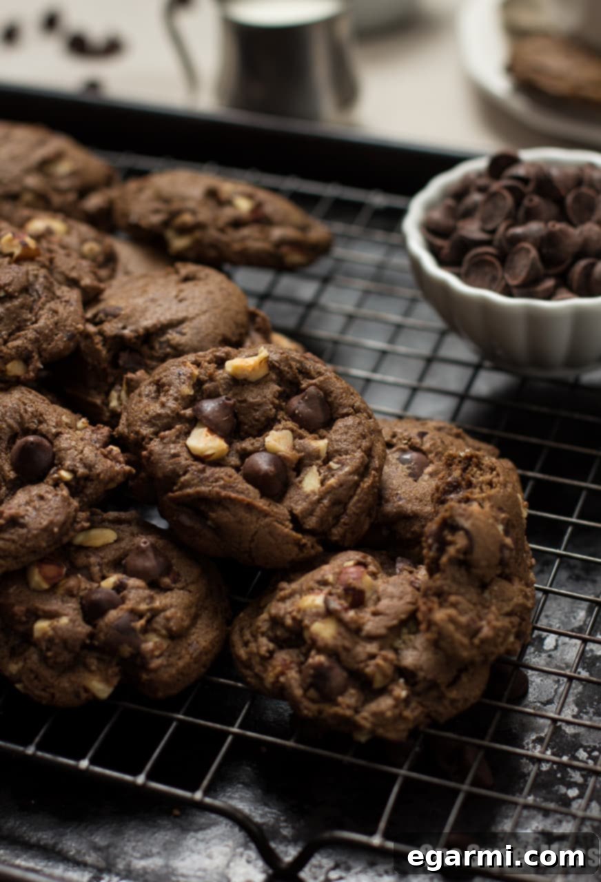 Chocolate Espresso Toasted Hazelnut Cookies